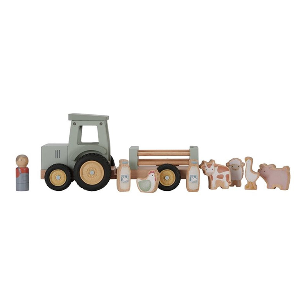 Tractor met trailer Little Farm Hout - Little Dutch