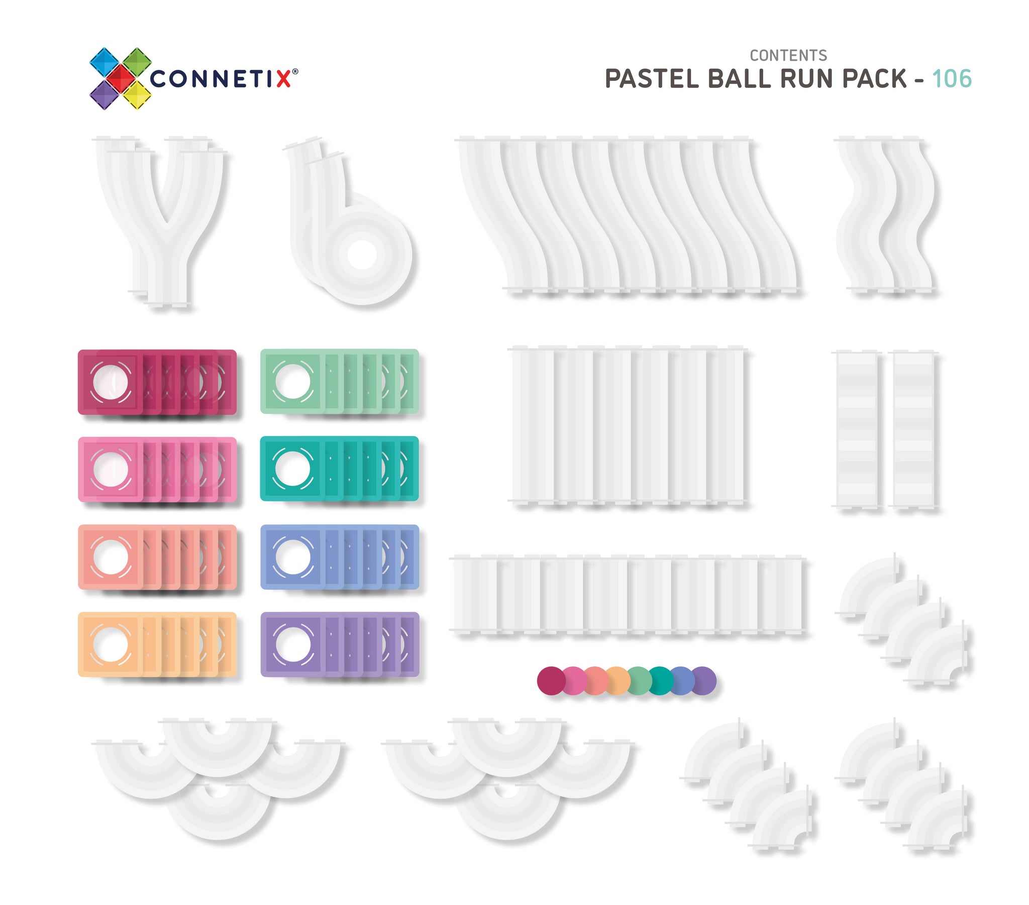 Connetix Tiles Pastel Ball Run Starterspack (106 st)