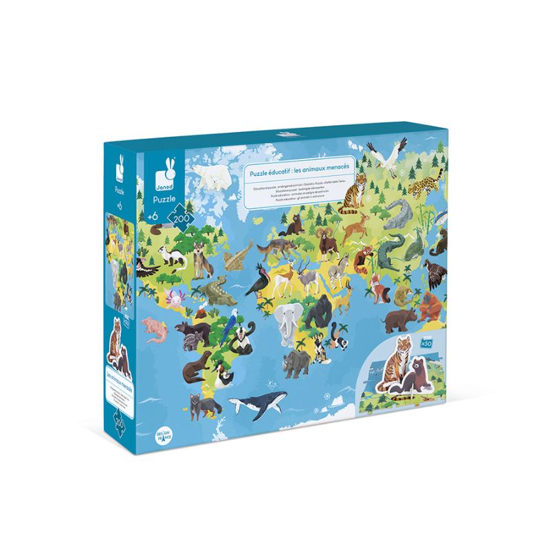 Janod - Bedreigde diersoorten puzzel - 200 stukjes