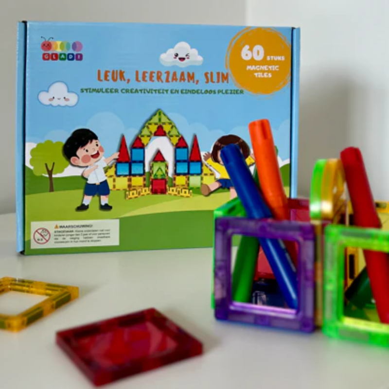 Gladi Magnetische tegels - Regenboog kleuren 60 stuks