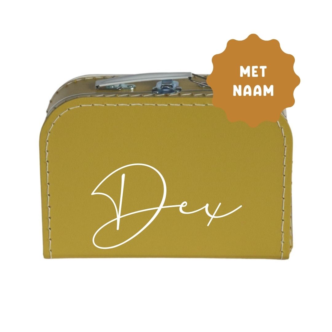 Koffertje met naam Okergeel 25cm
