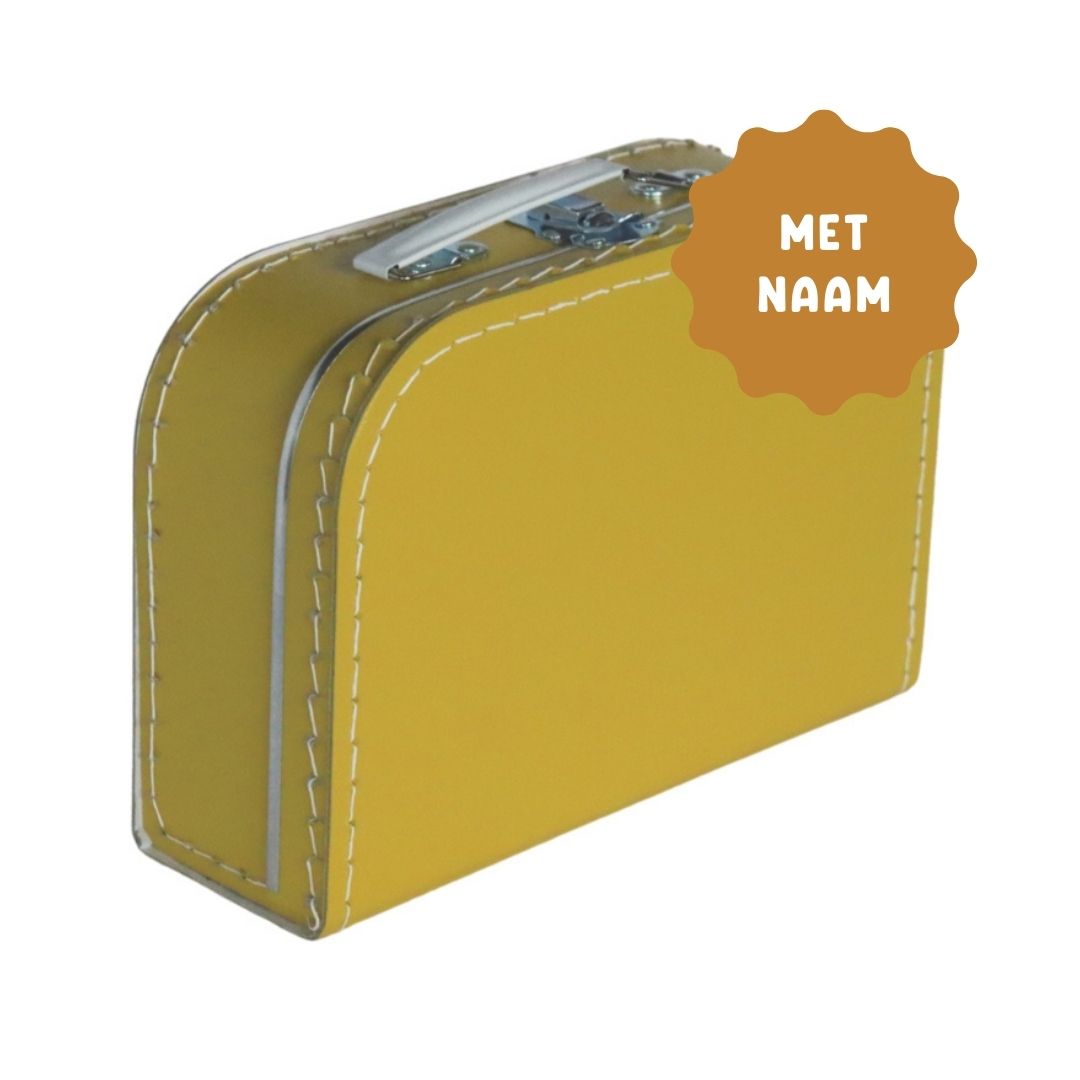 Koffertje met naam Okergeel 25cm