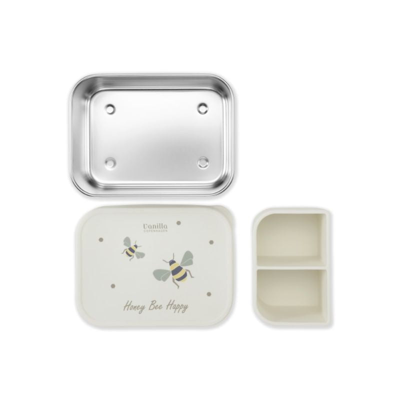 vanilla copenhagen lunchbox rvs stainless steel lunchbox broodtrommel vakjes bpa-vrij siliconen eten brood fruit basisschool peuterspeelzaal outlet sale bijen honingbijen honeybee bijtjes