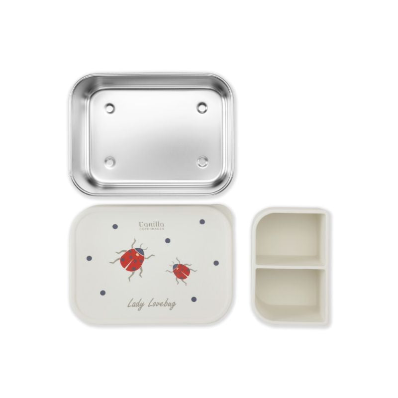 vanilla copenhagen lunchbox rvs stainless steel lunchbox broodtrommel vakjes bpa-vrij siliconen eten brood fruit basisschool peuterspeelzaal outlet sale ladybug lieveheersbeestjes 
