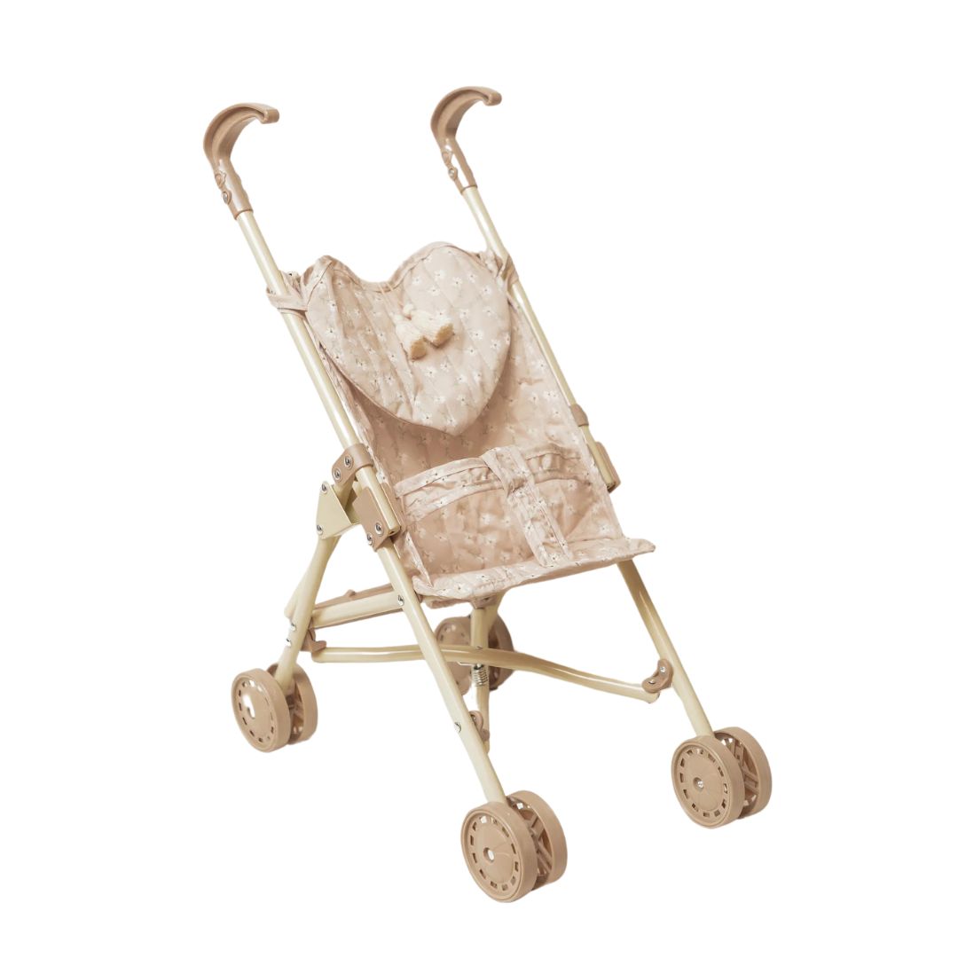 mrs ertha mrs. kinderwagen poppenwagen buggy poppenbuggy spelen poppen wandelen lopen pop strawberry aardbeitjes met tasje wieltjes inklapbaar bloemen bloemetjes little daisy