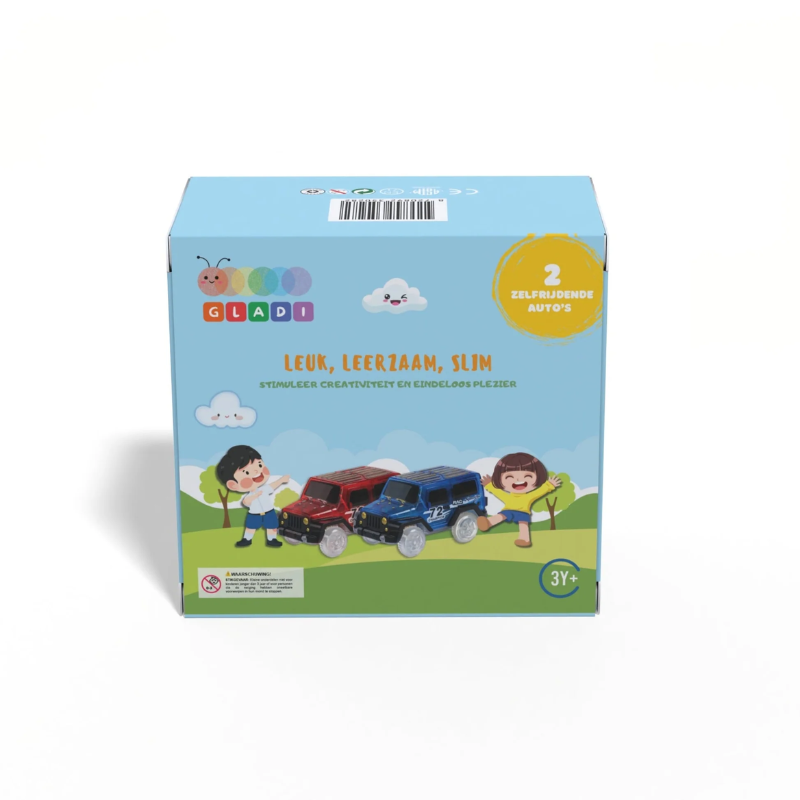 Gladi Magnetische tegels - 2 delige set Racebaan Auto
