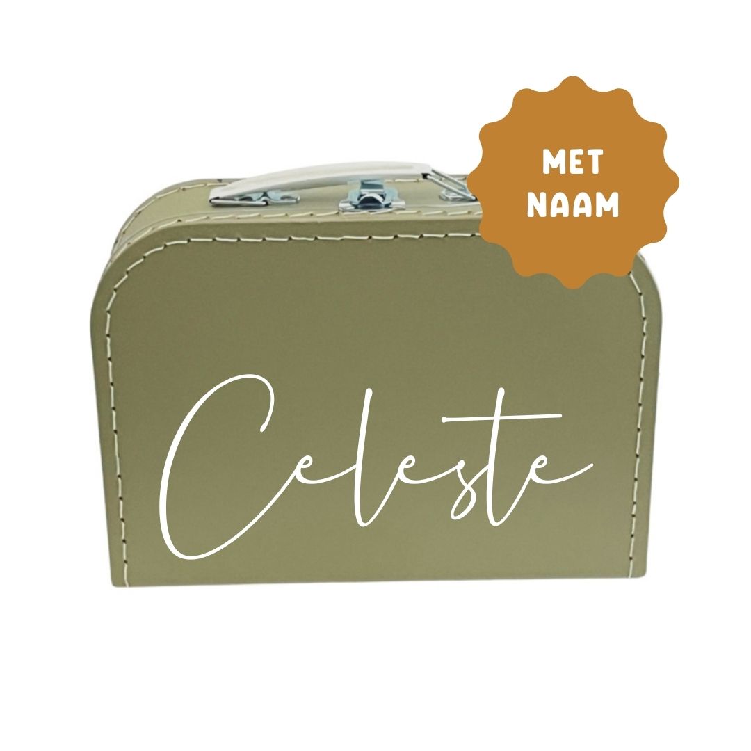 Koffertje met naam Saliegroen 25cm