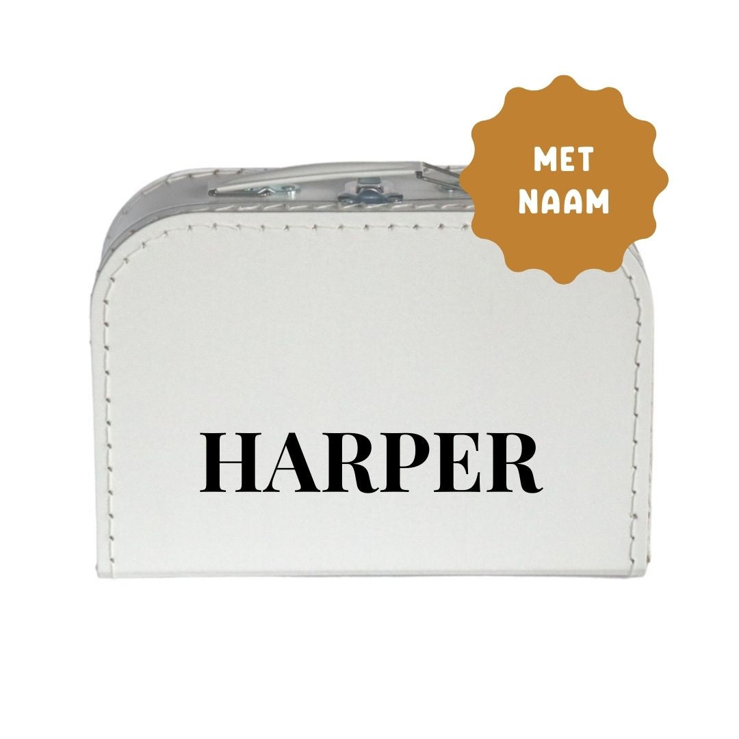 Koffertje met naam Wit 25cm - gepersonaliseerd