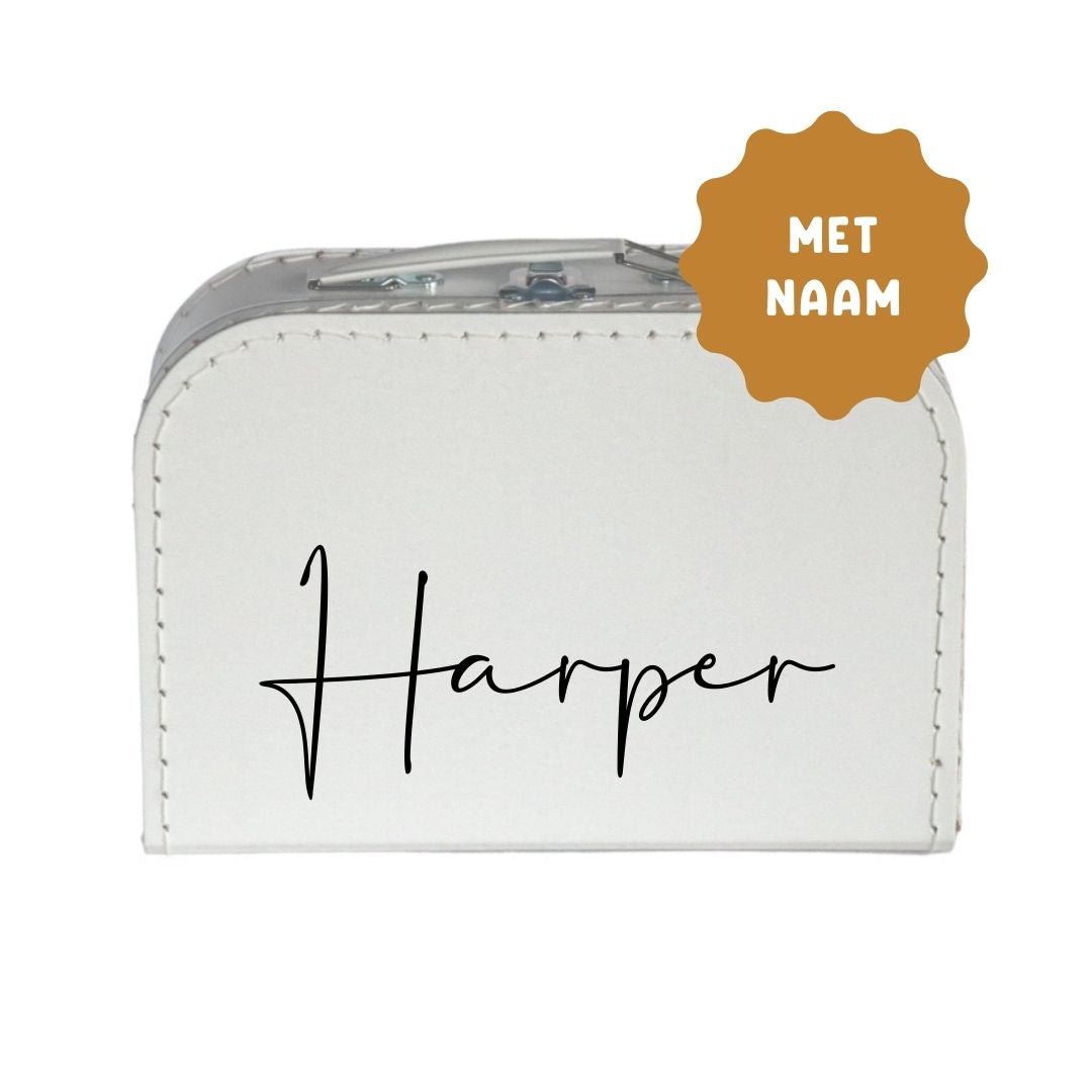 Koffertje met naam Wit 25cm - gepersonaliseerd