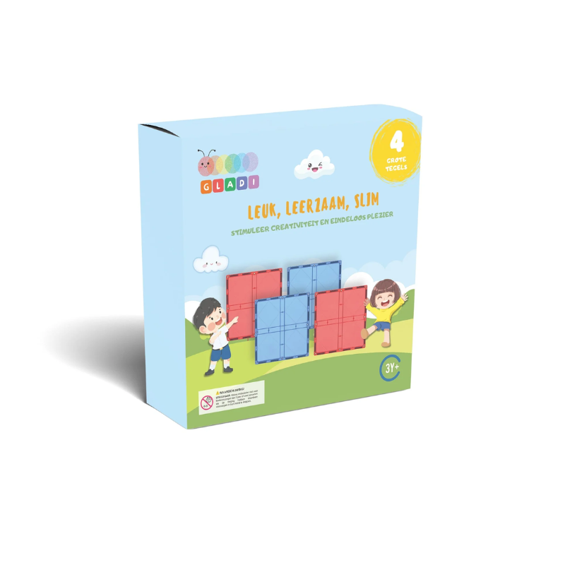 Gladi Magnetische tegels - 4 Grote Tegels