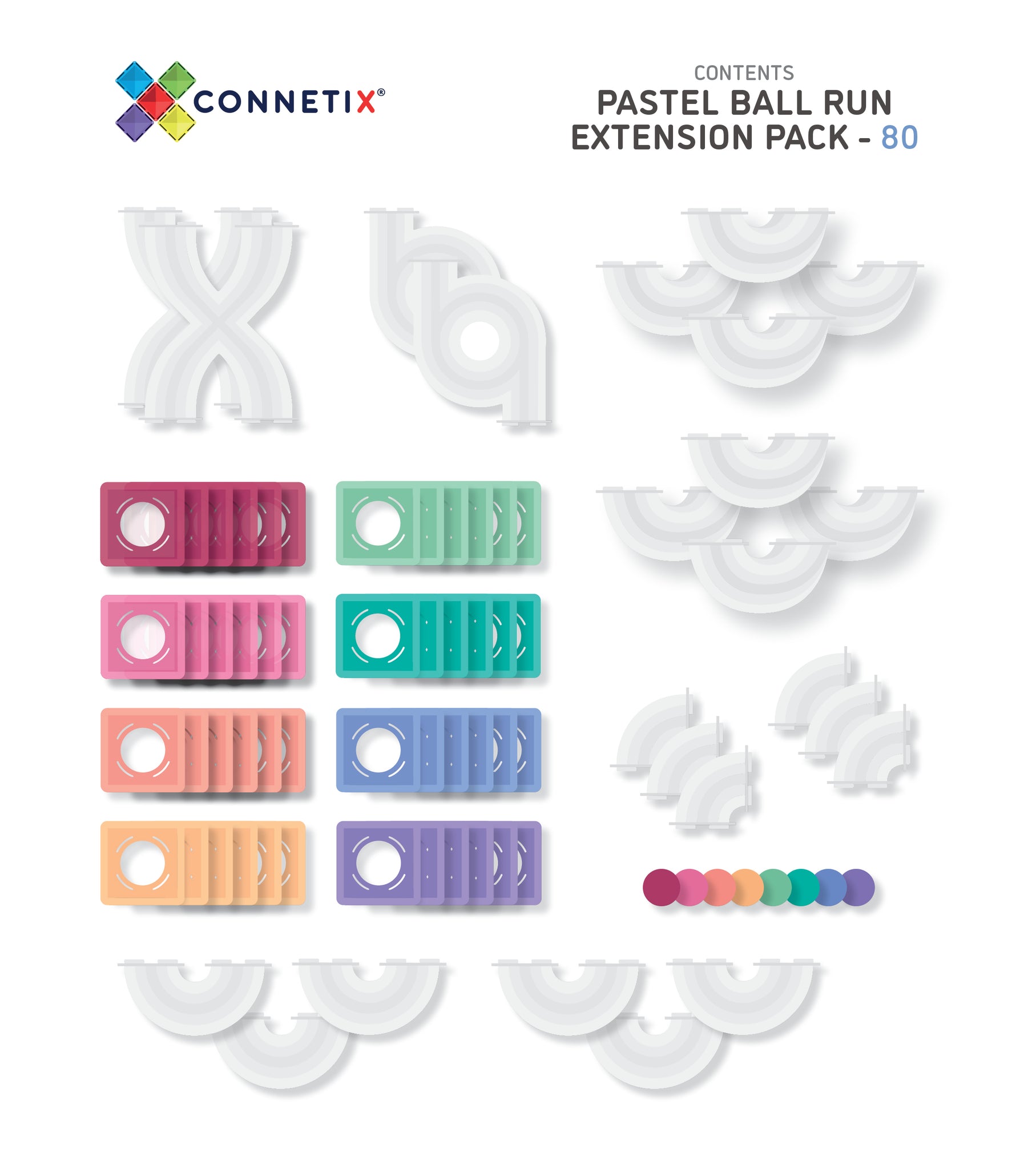 Connetix Tiles Pastel Ball Run Expansion Pack (80 st)