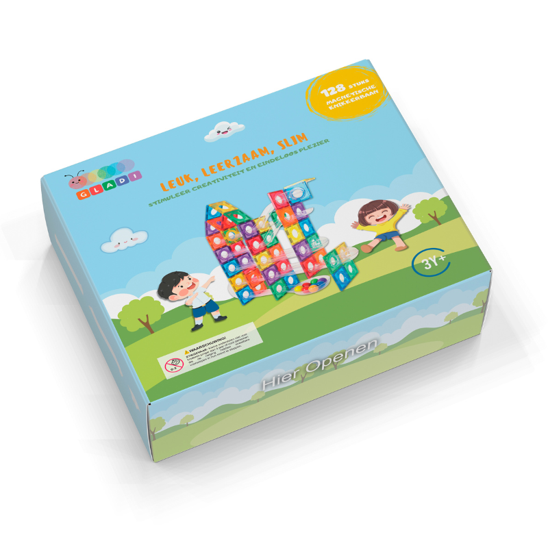 Gladi - Magnetische knikkerbaan - 128 stuks