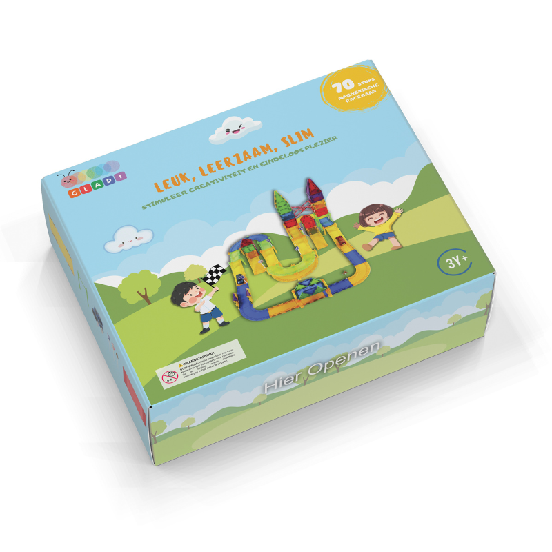 Gladi Magnetische tegels - 70 delige racebaan