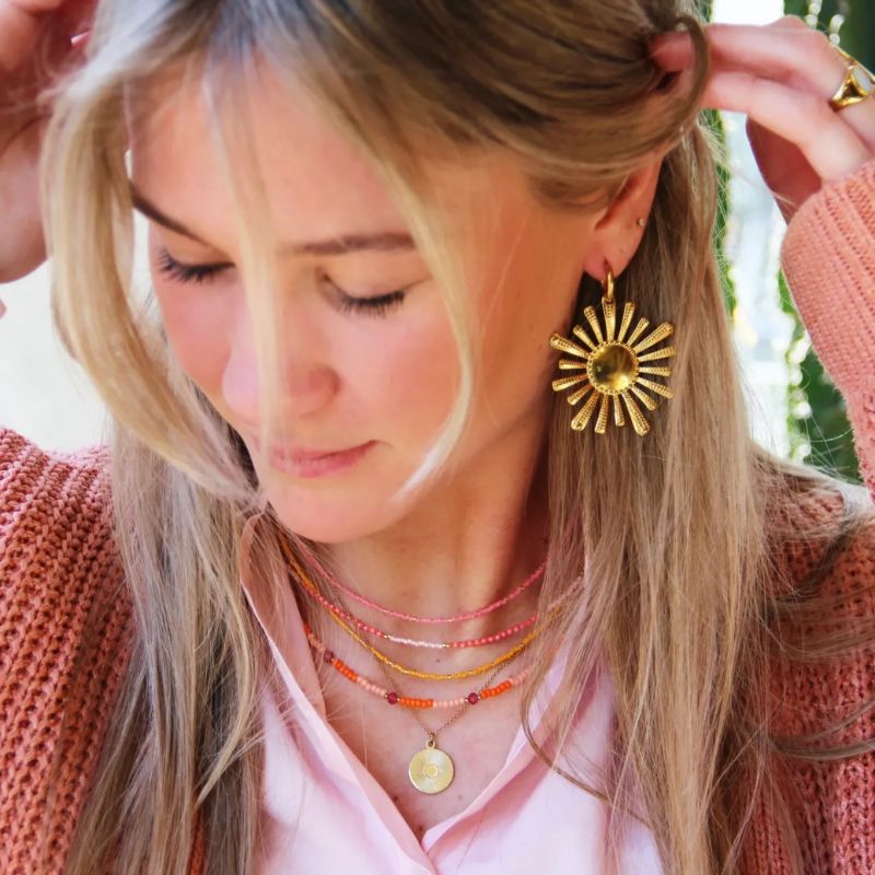 Bazou - Miyuki Kralenketting roze mix - Stainless steel