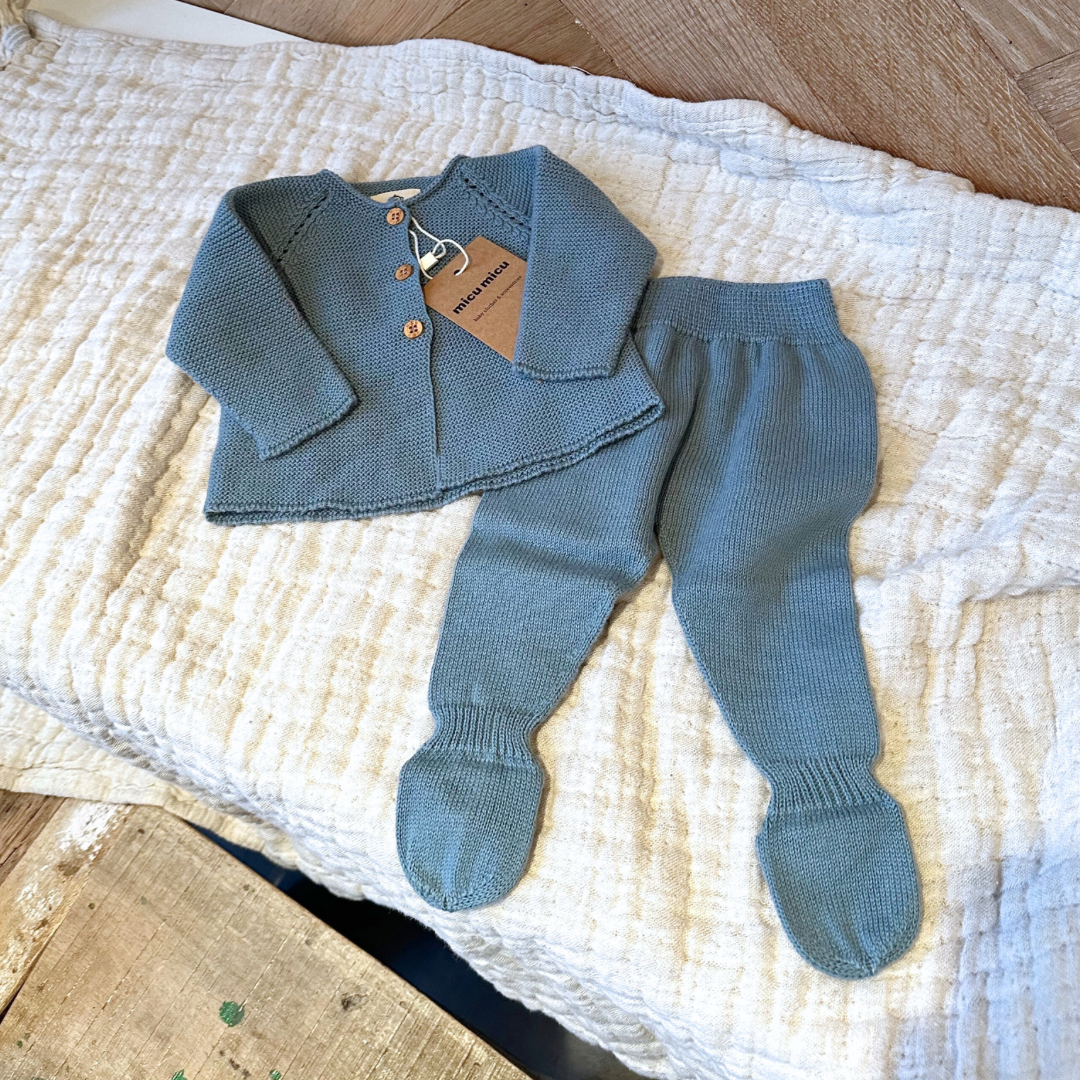 Gebreide Newborn Set Blauw Micu Micu