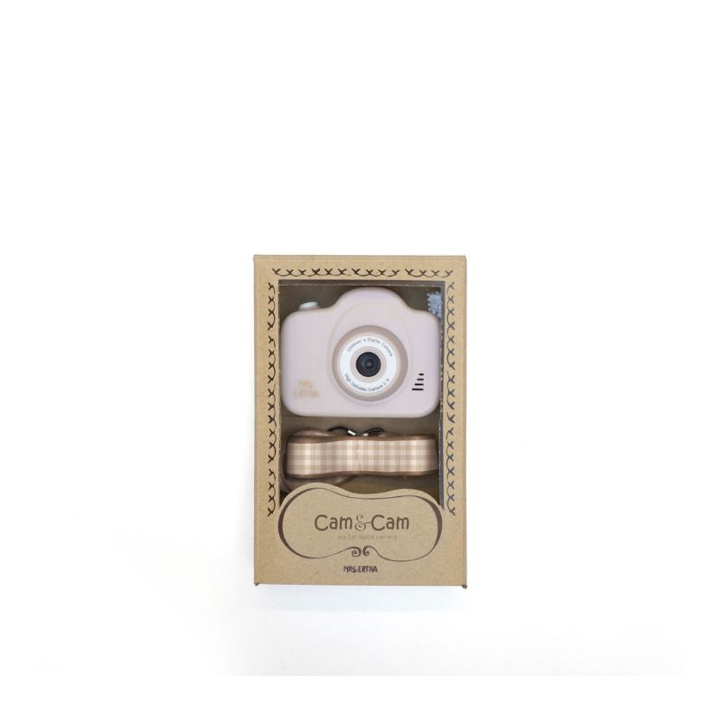 mrs mrs. ertha camcam cam digitale camera my first mijn eerste blush foto's maken kamera fotocamera kinderen kind peuter kleuter met koord touw om vast te houden blush bloemetjes strap ruitjes ruiten blokjes roze 