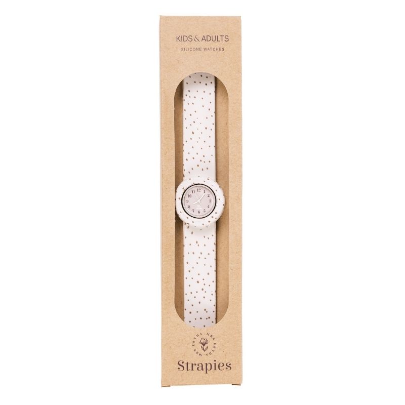 Mrs Ertha Mrs. Horloge klokje watch strapies silliconen bandje stip unique dots stippen stipjes klapbandje omslaan hartjes lovely roots kind volwassene hart klok tijd leren klokkijken 1