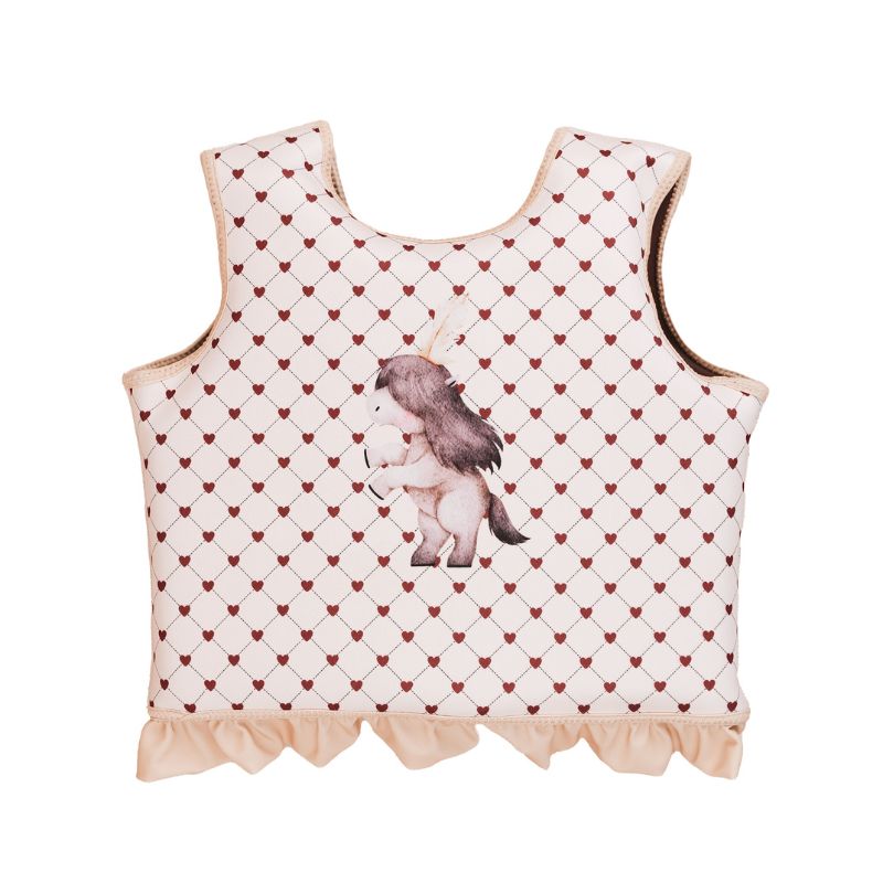 Mrs Ertha Mrs. puddlies zwemvest bandjes zwemmen zwemband zwemvleugels vestje zwemvestje lovely roots magic garden zwemmen zwembad zwembescherming organic squares vierkanten wit rood jongens meisjes harten hartjes 