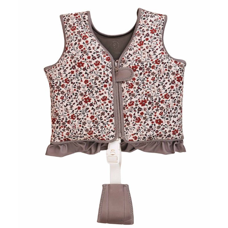 Mrs Ertha Mrs. puddlies zwemvest bandjes zwemmen zwemband zwemvleugels vestje zwemvestje lovely roots magic garden zwemmen zwembad zwembescherming organic squares vierkanten wit rood jongens meisjes bloemen bloemetjes 
