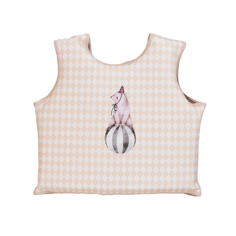 Mrs Ertha Mrs. puddlies zwemvest bandjes zwemmen zwemband zwemvleugels vestje zwemvestje lovely roots magic garden zwemmen zwembad zwembescherming organic squares vierkanten wit rood jongens meisjes speckled diamond geel wit