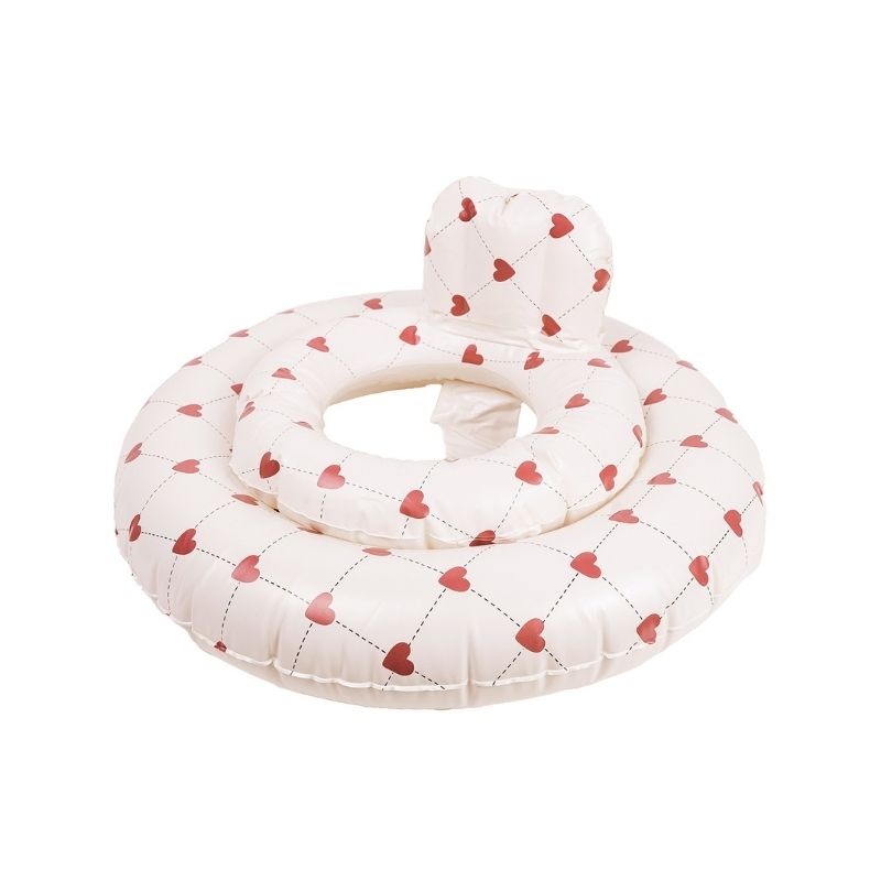 Mrs Ertha mrs. zwemband babyband baby zwembad bandjes drijven zwemmen almelo floater baby seat inflatable opblaasbaar lovely roots organic squares Unique Dots stippen stipjes speckled diamond geel wit jongen meisjes hart hartjes 