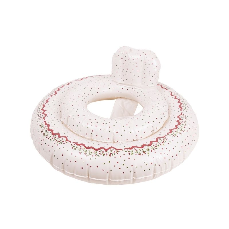 Mrs Ertha mrs. zwemband babyband baby zwembad bandjes drijven zwemmen almelo floater baby seat inflatable opblaasbaar lovely roots organic squares Unique Dots stippen stipjes 
