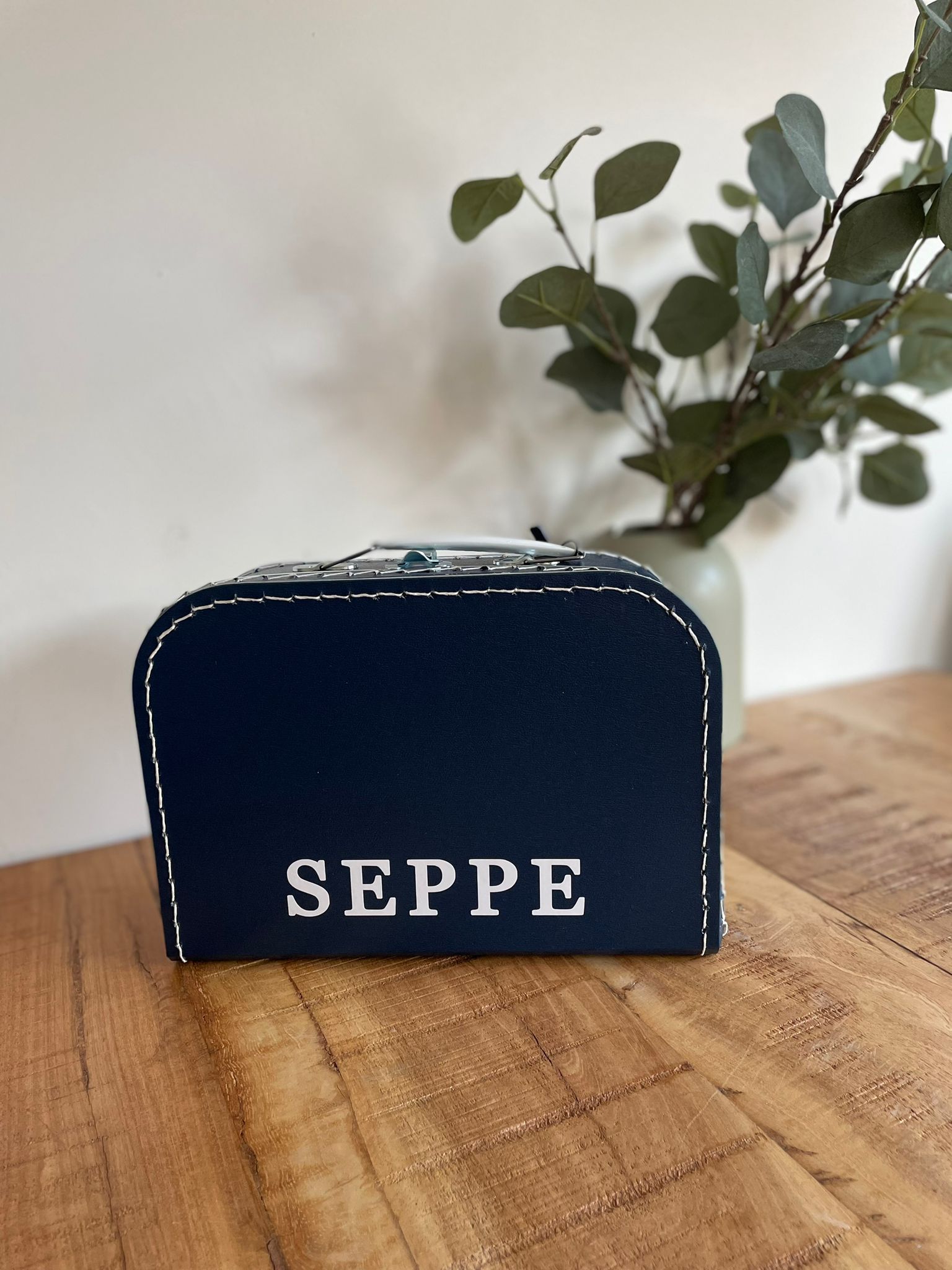 Koffertje met naam Donkerblauw 25cm - gepersonaliseerd