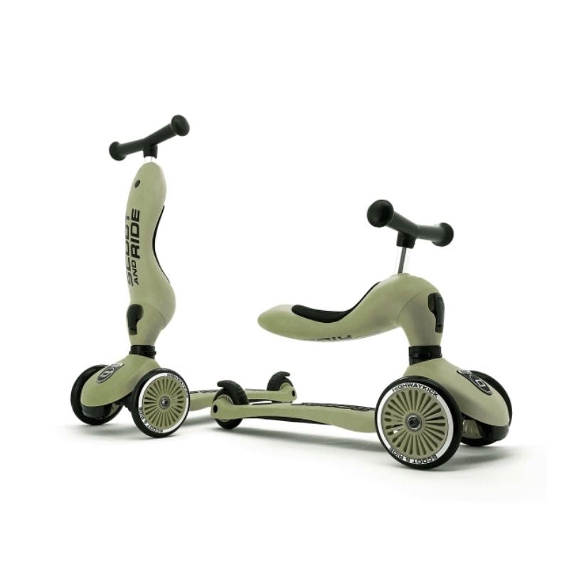 Scoot and Ride highway kick 1 olive step baby peuter kleuter school stepje met zitje balans helm almelo steppen buiten spelen straat kinderopvang bso 2