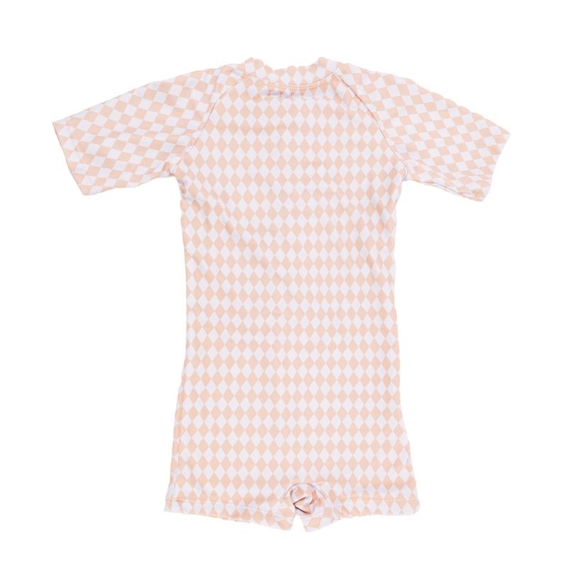 mrs ertha mrs. ruby jumpsuit uv+ 50 jongens pak zwemmen zwembad speckled diamond bescherming zon protection almelo organic squares uvpakje uvpak geel wit