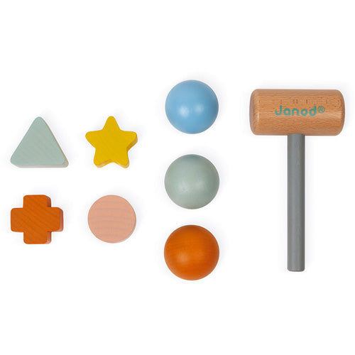Janod - Hamerbank en vormenstoof van hout - Little Concept