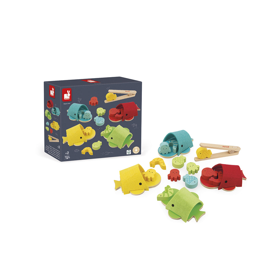 Janod - Houten spel Walvis 'Ik leer kleuren'
