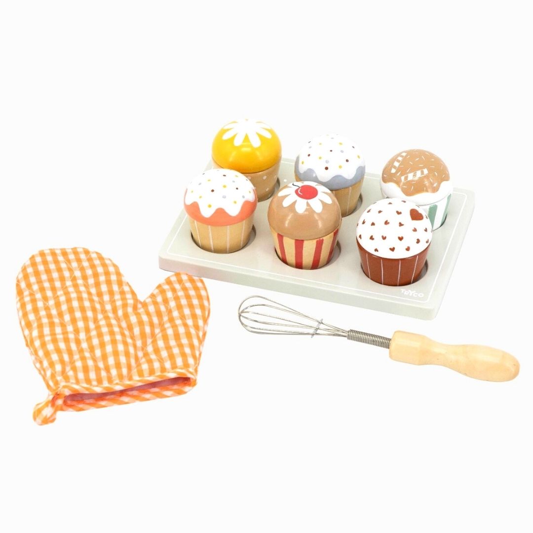 Houten Cupcake Set Tryco (9-delig)