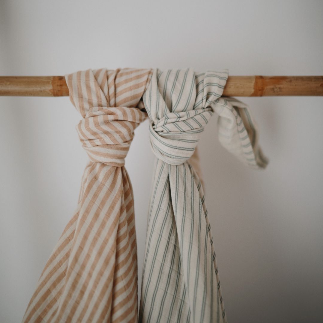 Mushie Swaddle XL Naturel Stripes Hydrofiel 120x120cm