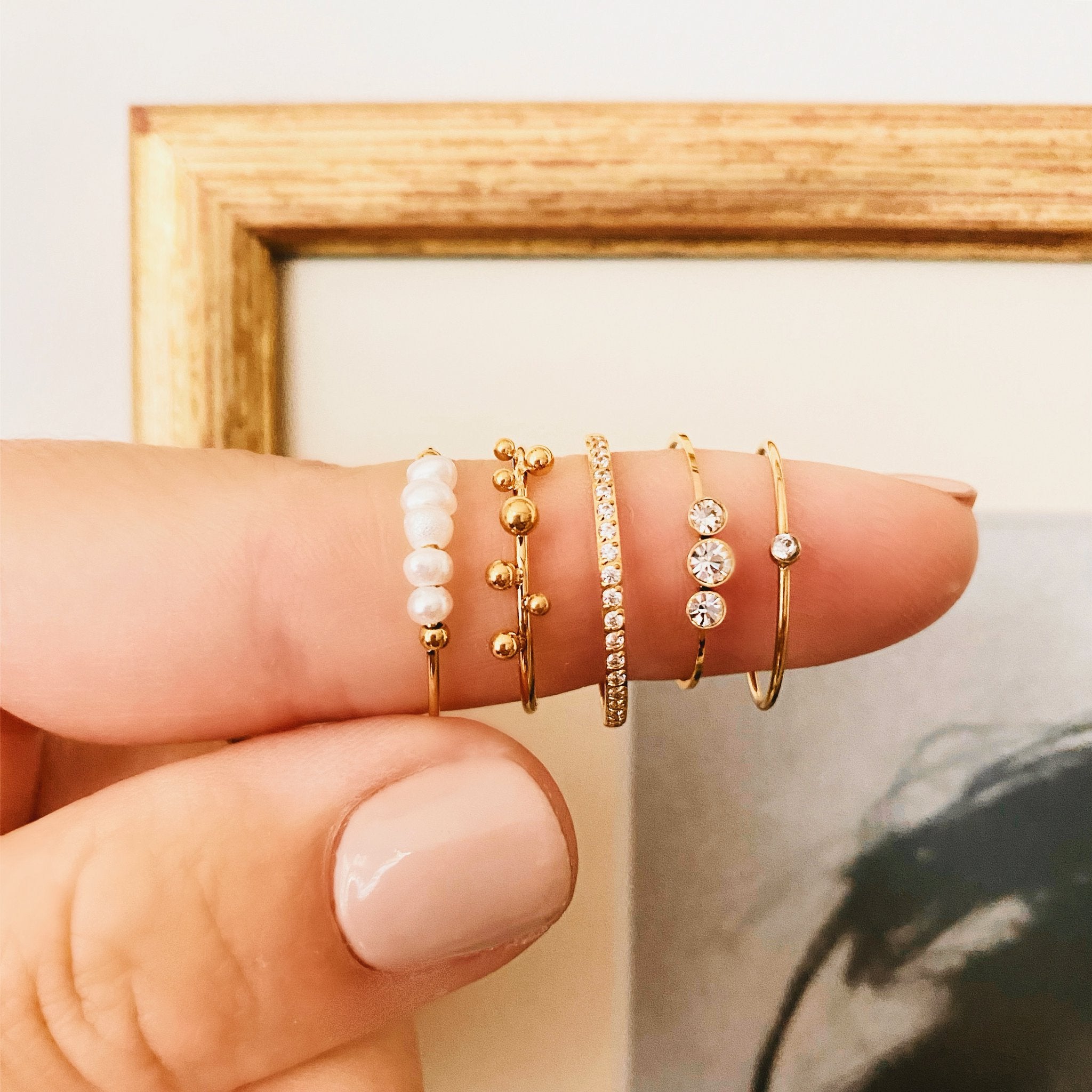 Stalen ring minimalistisch met mini zirkonia - Bazou