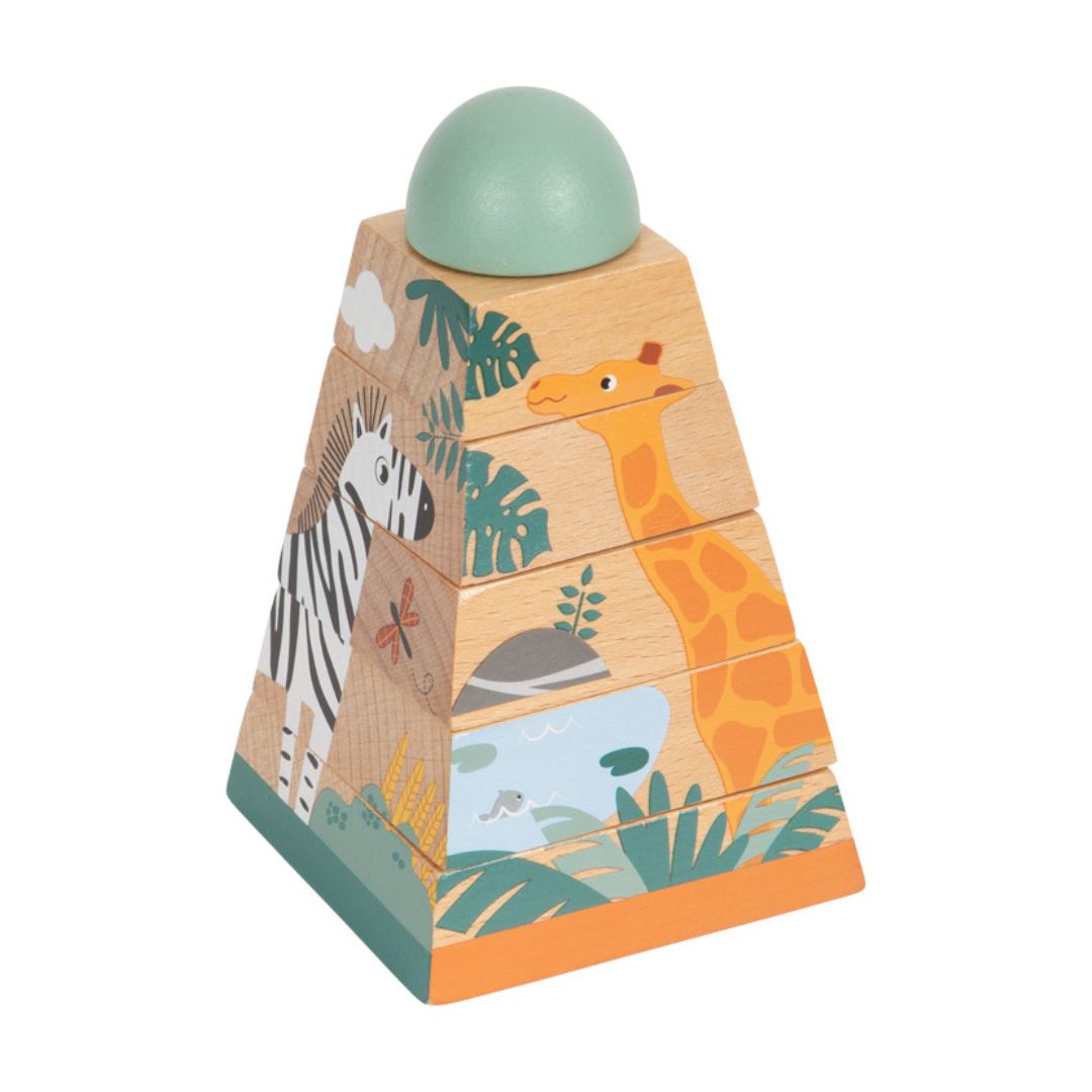 Stapeltoren puzzel hout safari - Small Foot