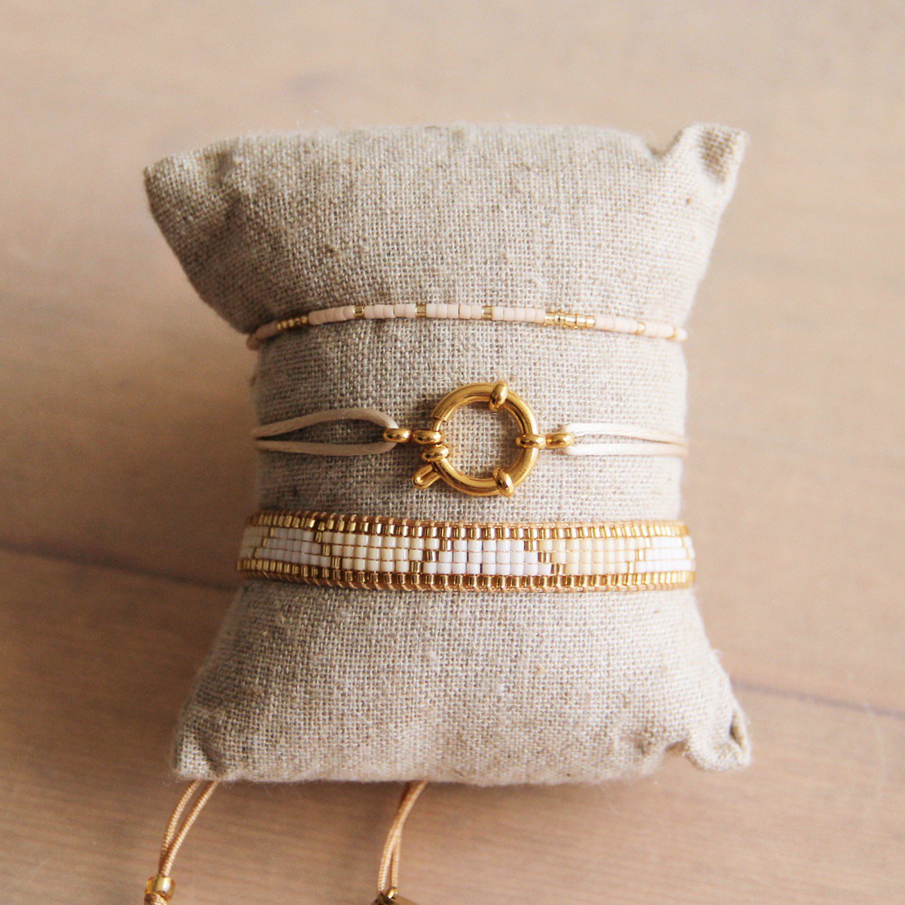 Miyuki armbandje nude/goud - Bazou