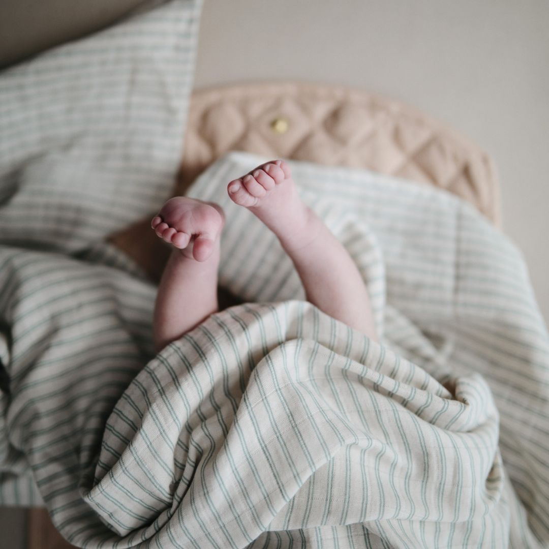 Mushie Swaddle XL Sage Stripes Hydrofiel 120x120cm