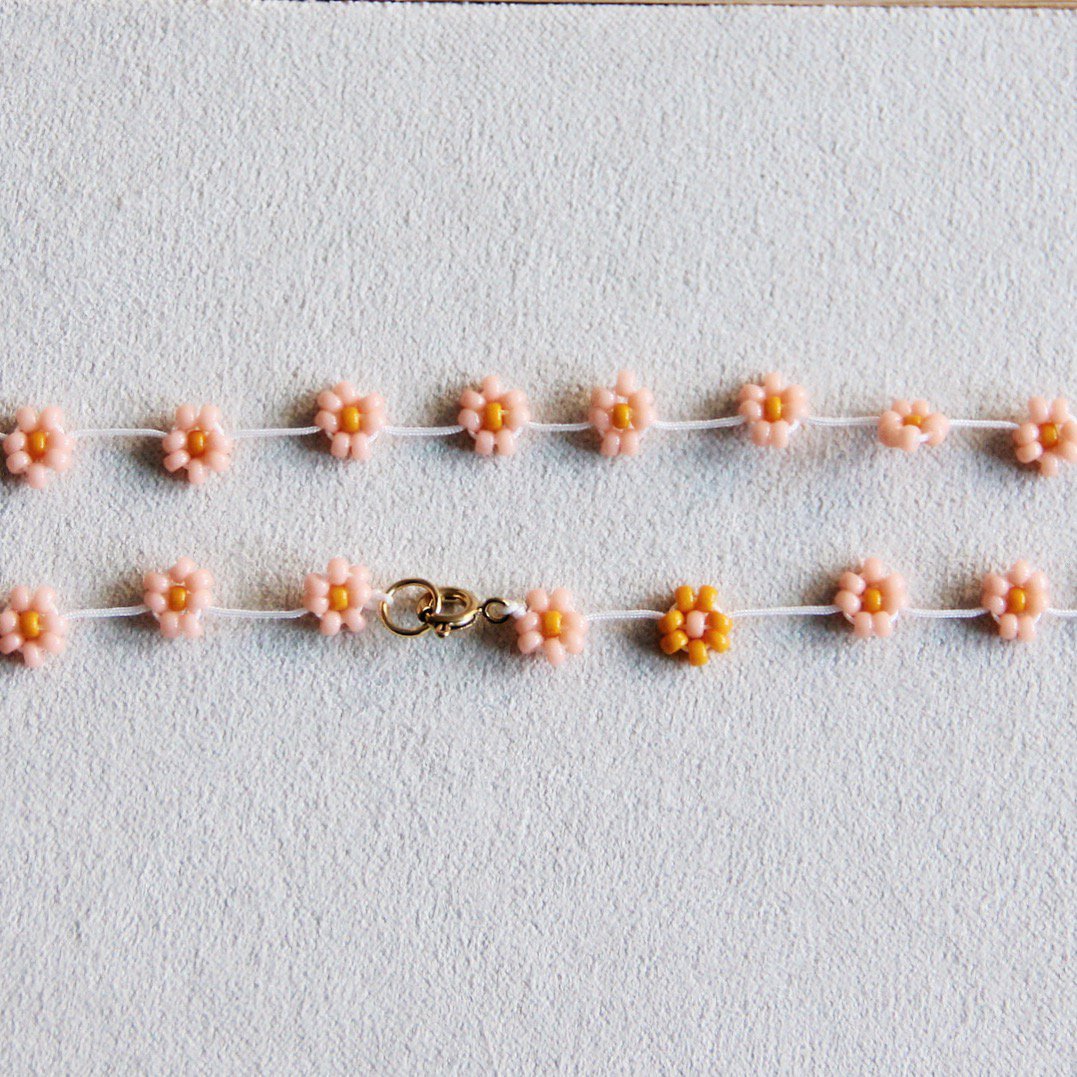 Fiori bloemenketting - zalmroze/oranje - Bazou