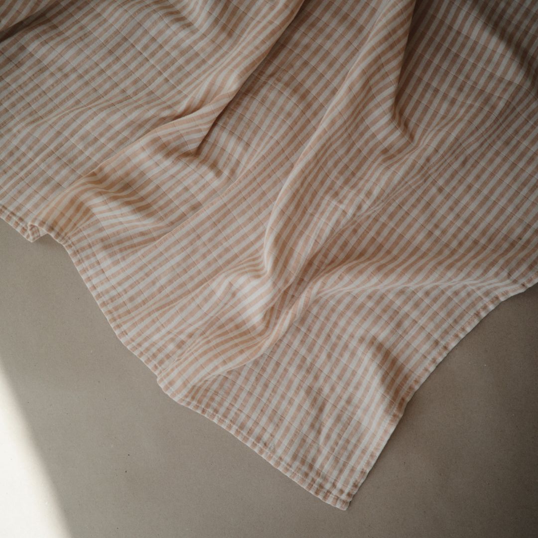 Mushie Swaddle XL Naturel Stripes Hydrofiel 120x120cm
