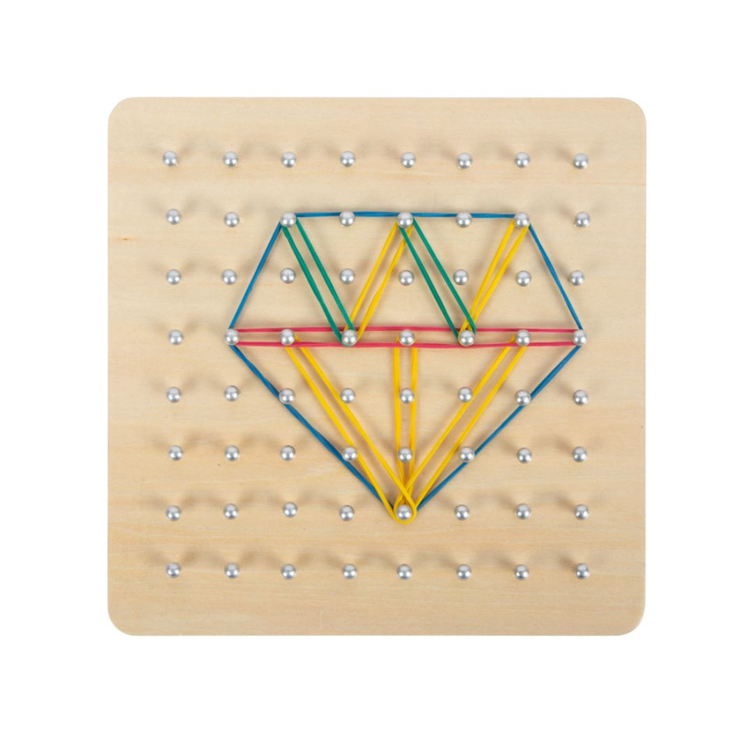 Houten behendigheidsspel Geoboard met Elastiekjes
