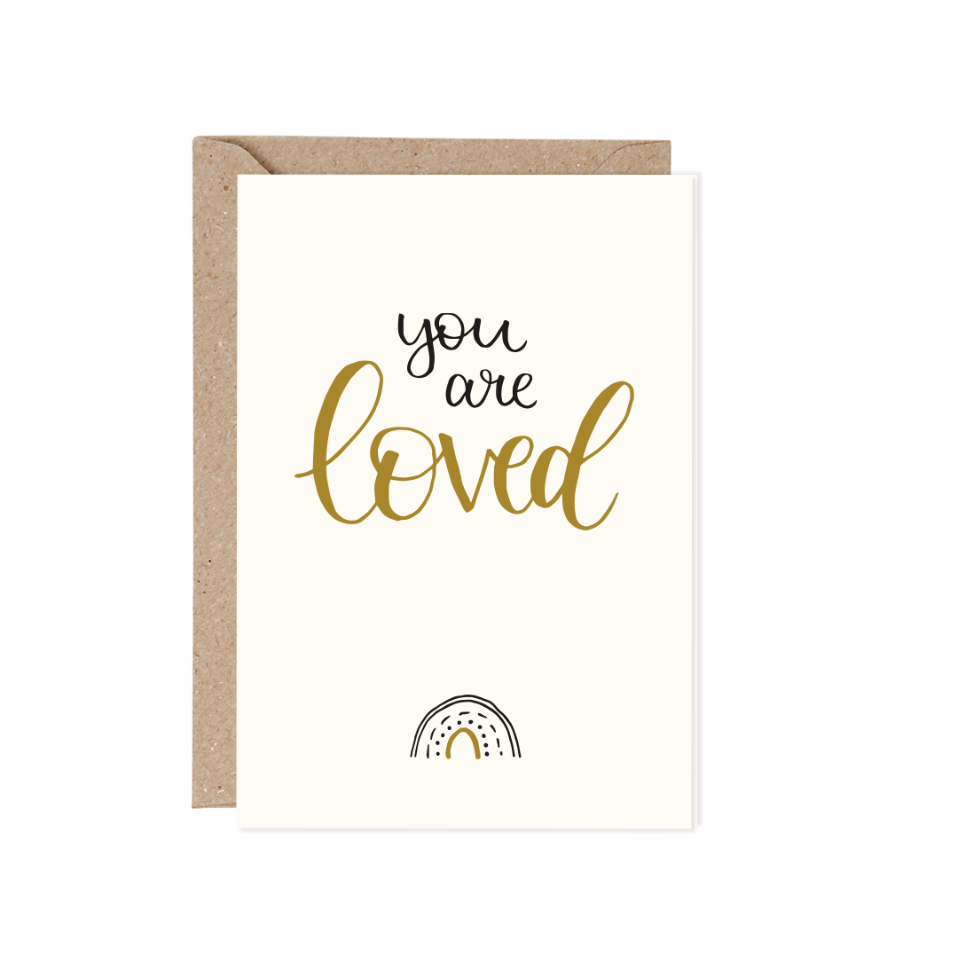 Kaart A6 met goudfolie 'You are loved' dubbelzijdig met envelop - Little Concept