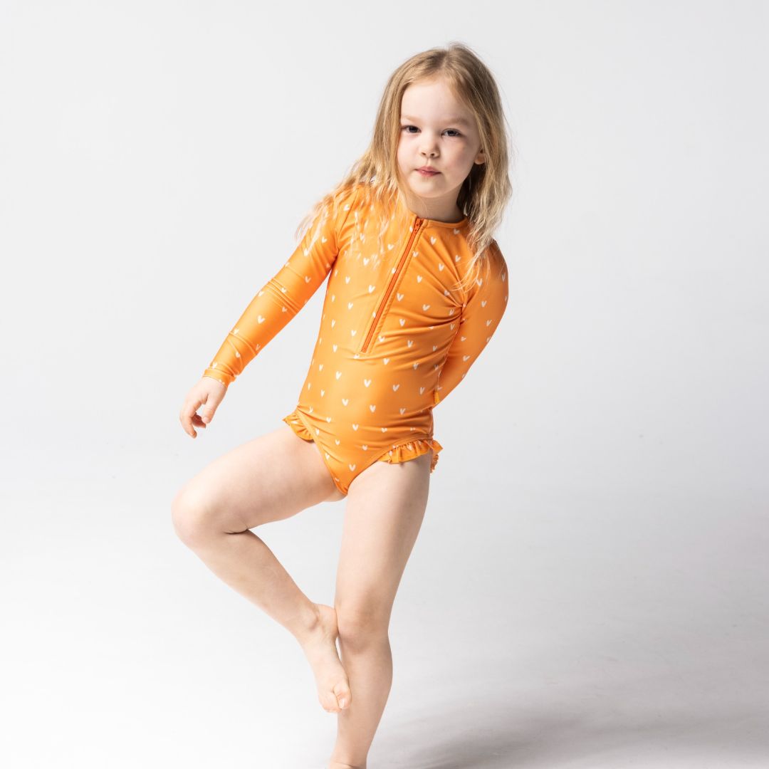 UV Swimsuit Orange Hearts - Swim Essentials