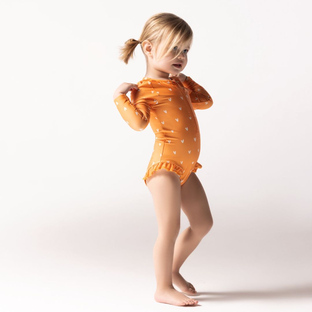 UV Swimsuit Orange Hearts - Swim Essentials