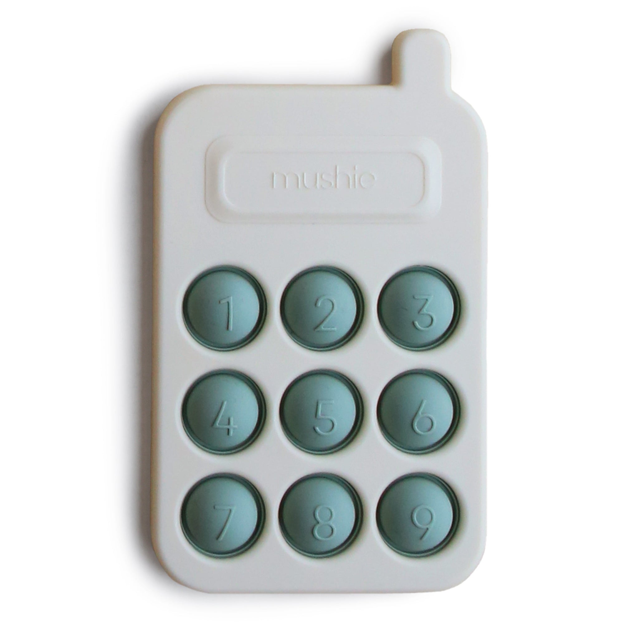 mushie mushi pop it pop-it telefoon presstoy indrukken blush speelgoed kind baby peuter onderweg vakantie reizen spelen vermaken roze blush kleurtjes blauw cambridge blue