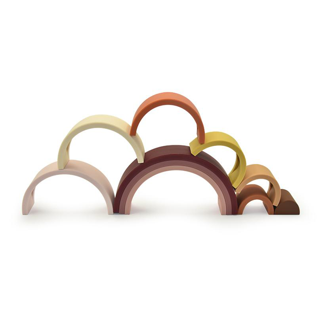 Ted & Fred Siliconen Regenboog Stapeltoren Naturel