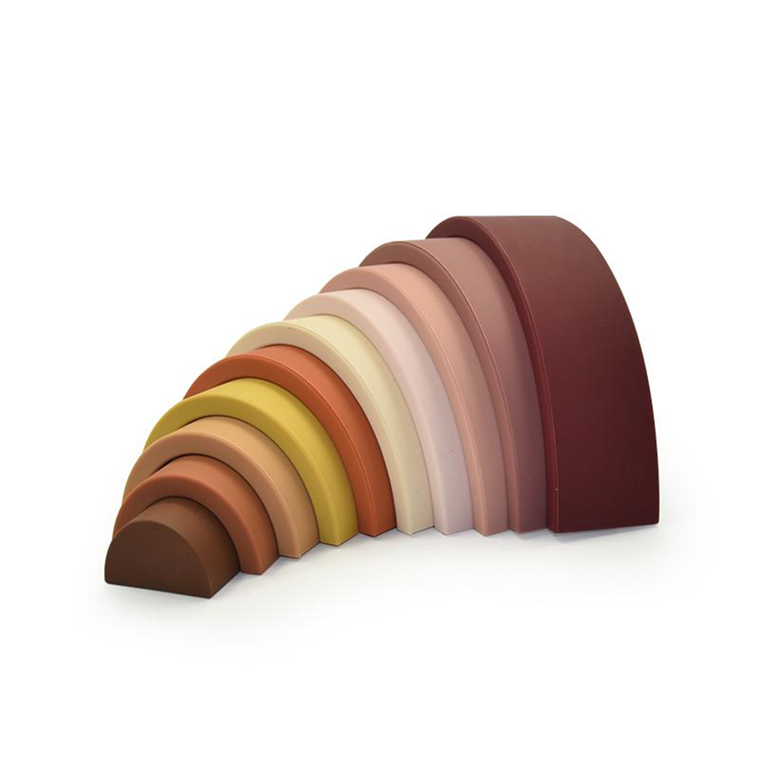 Ted & Fred Siliconen Regenboog Stapeltoren Naturel