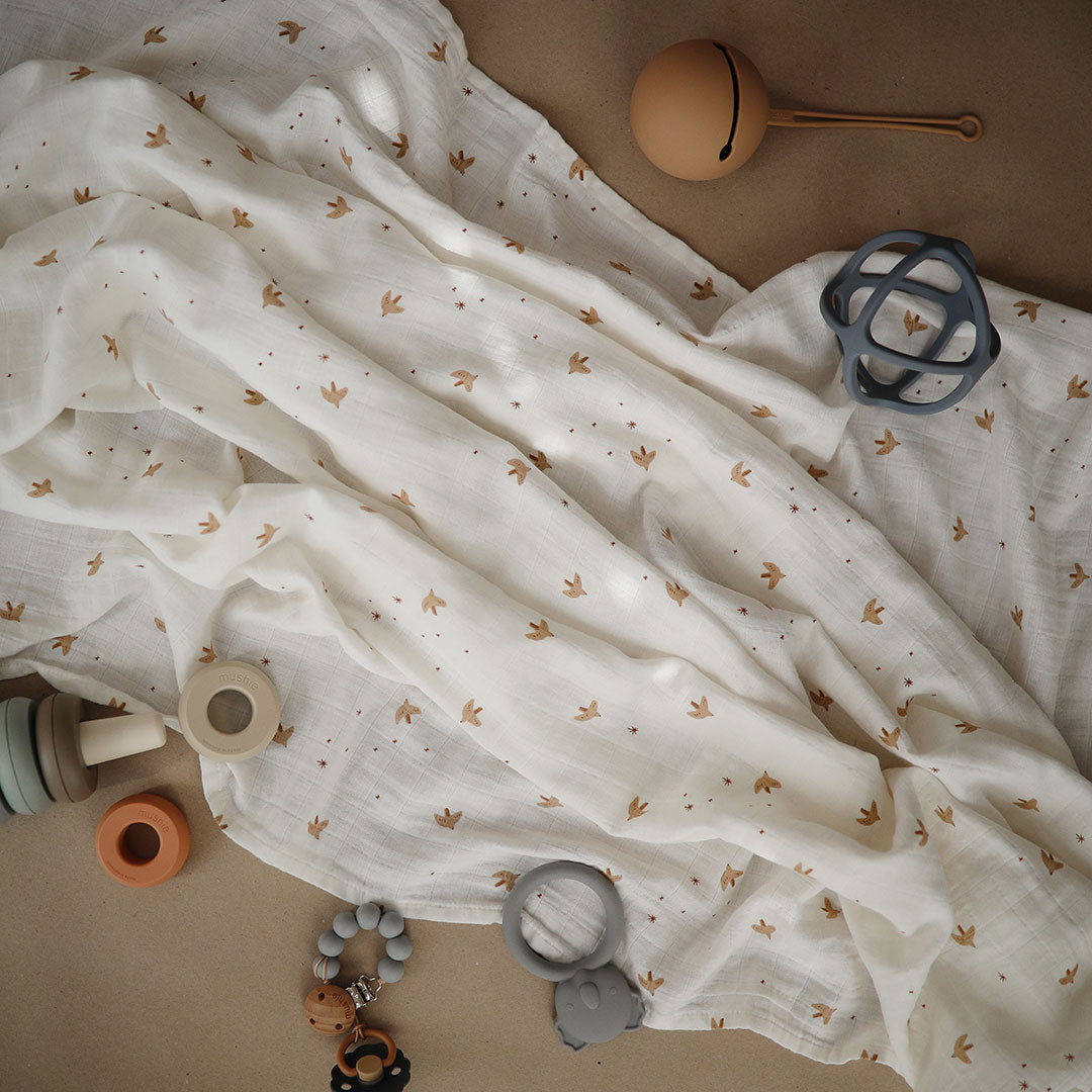 Mushie Swaddle XL Sparrow Hydrofiel 120x120cm