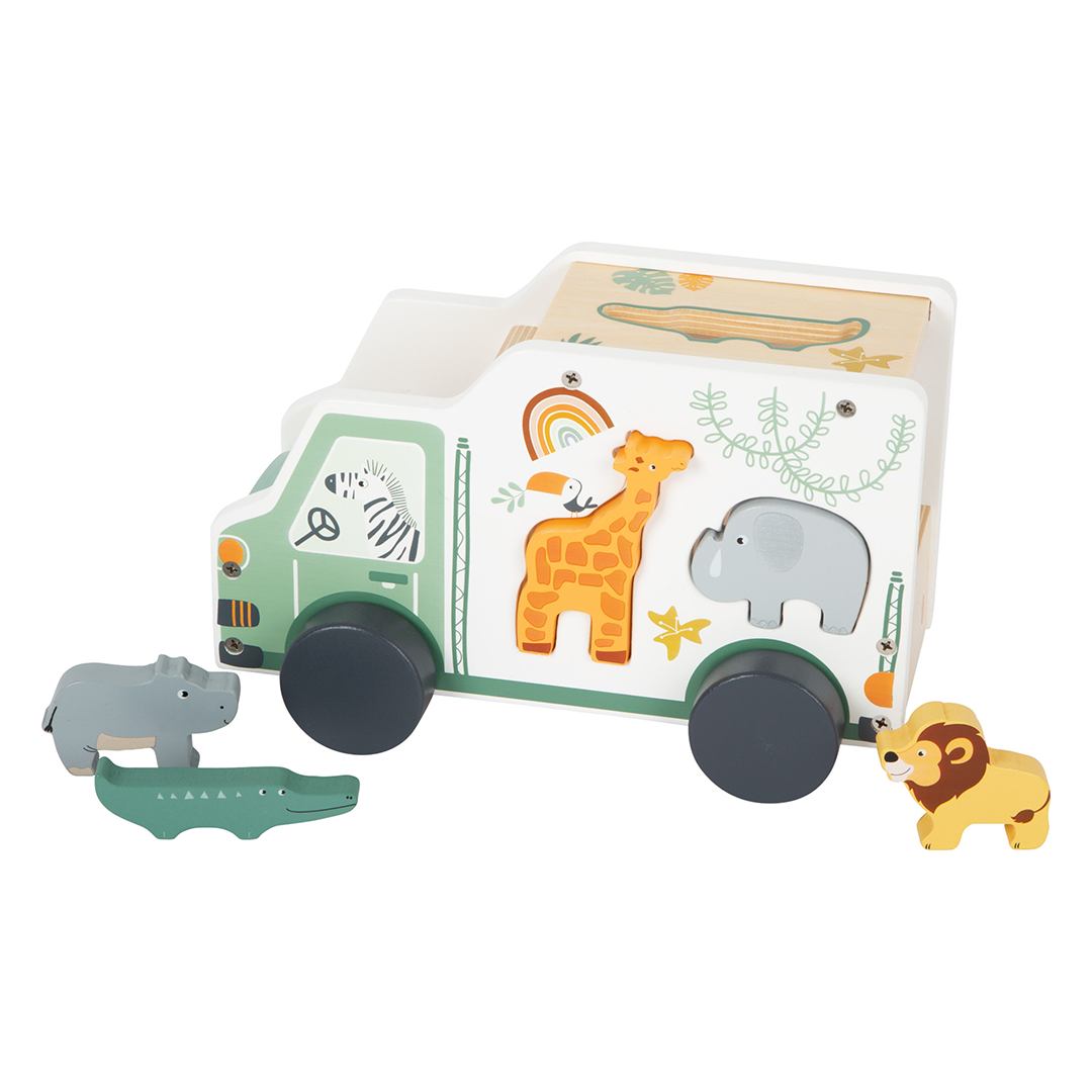 Vormen auto met safaridieren van hout - Little Concept