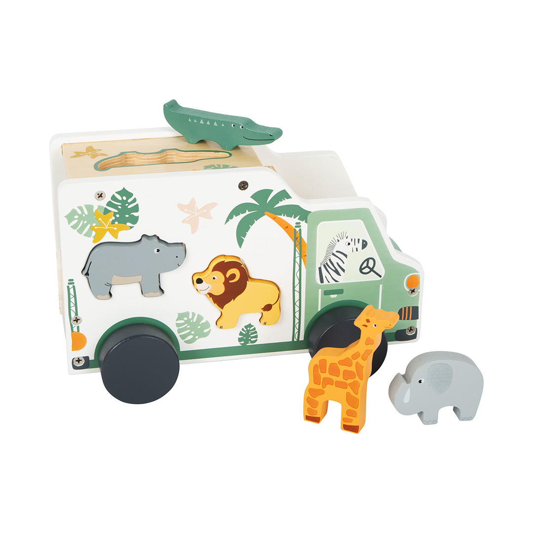 Vormen auto met safaridieren van hout - Little Concept