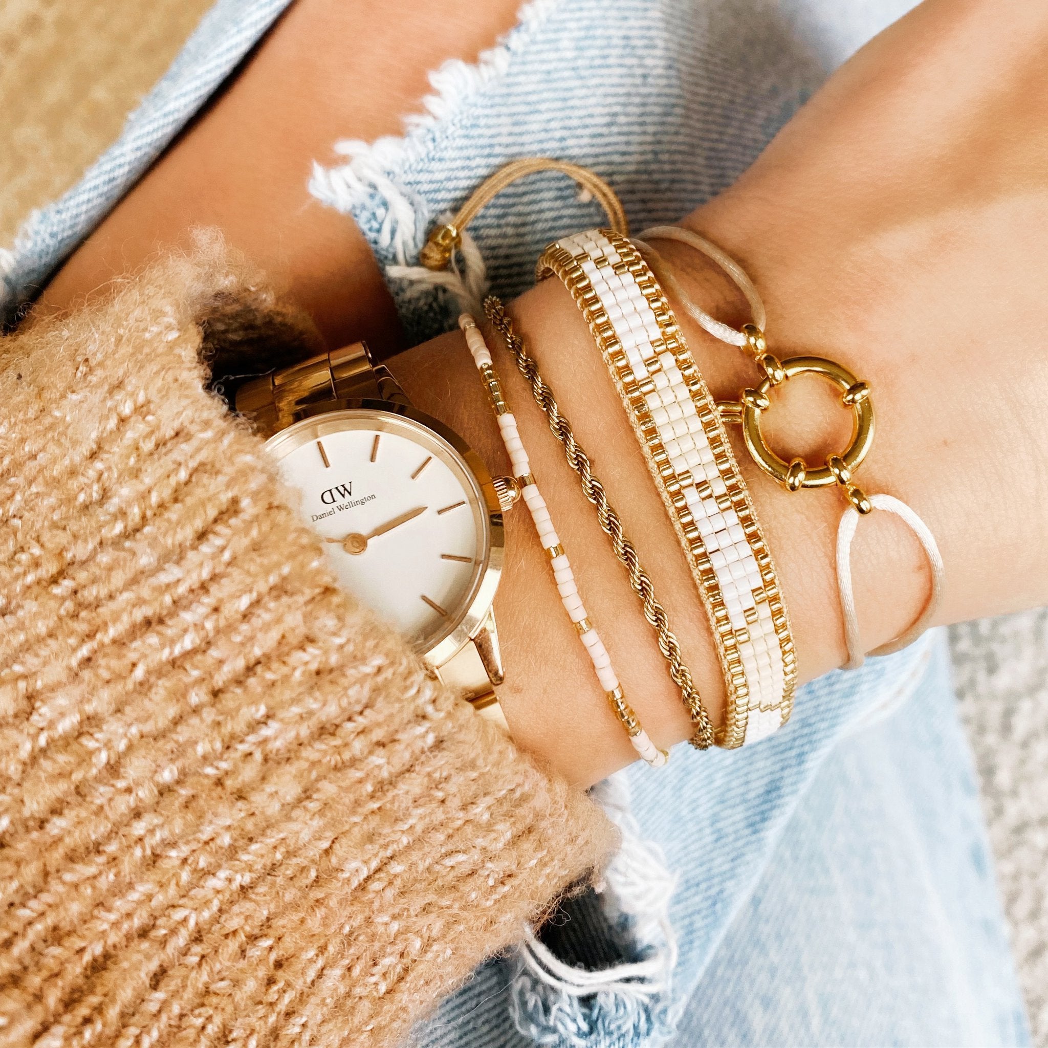 Miyuki armbandje nude/goud - Bazou